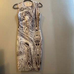Fitted scuba sheath dress. Marble pattern